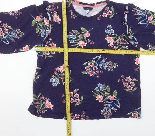 Womens UK Size 10 Joules Blue Cotton Blend Blouse