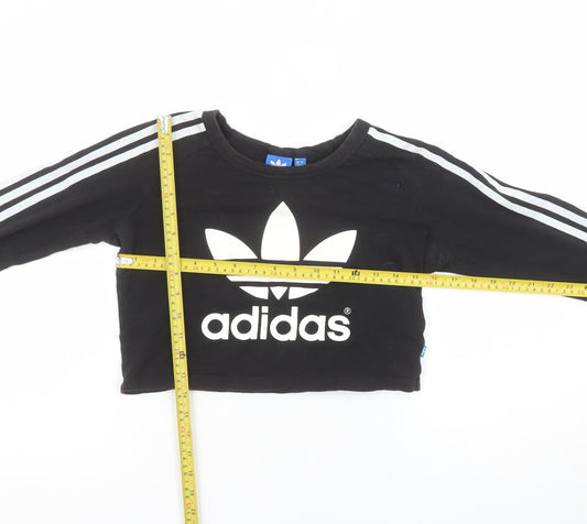 Womens UK Size 12 adidas Black Cotton Blend T-Shirt