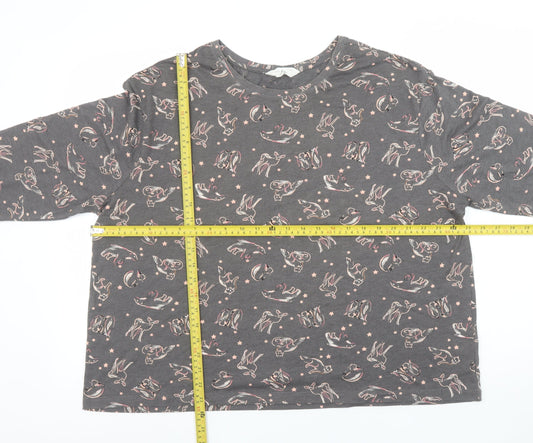 Marks and Spencer Women's Grey Animal Print Long Sleeve Pyjama Top XL