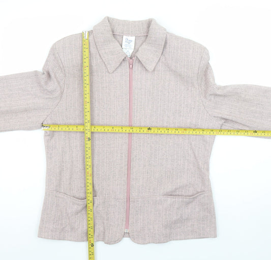 Weekenders Womens Beige Zip Up Blazer Jacket M Regular Fit Casual