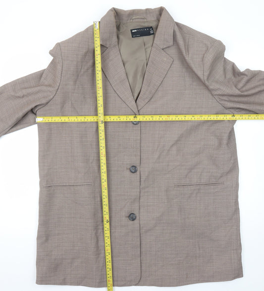 ASOS DESIGN Women Brown Tall Blazer UK 16 Single-Breasted Jacket