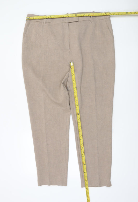 Marks and Spencer Women Beige Size 20 Tall Straight Trousers
