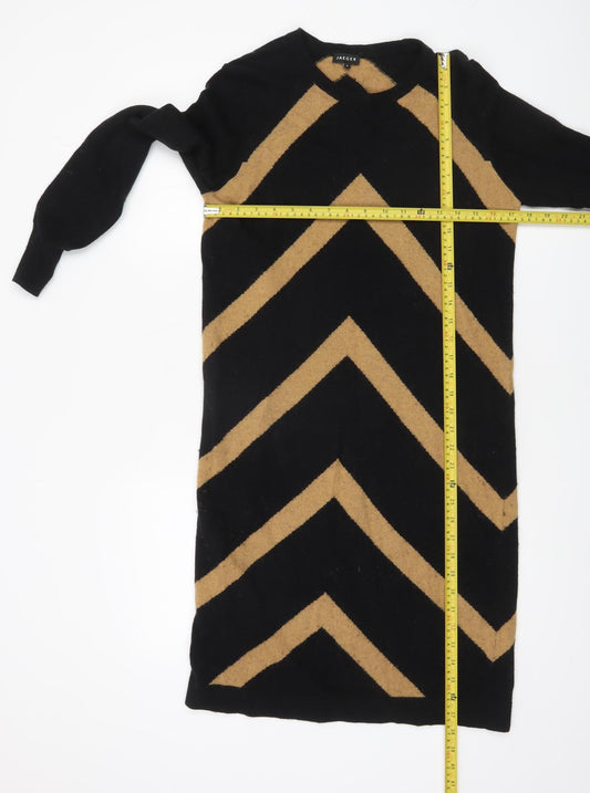 Jaeger Women's Black Knee Length Chevron Jumper Dress M