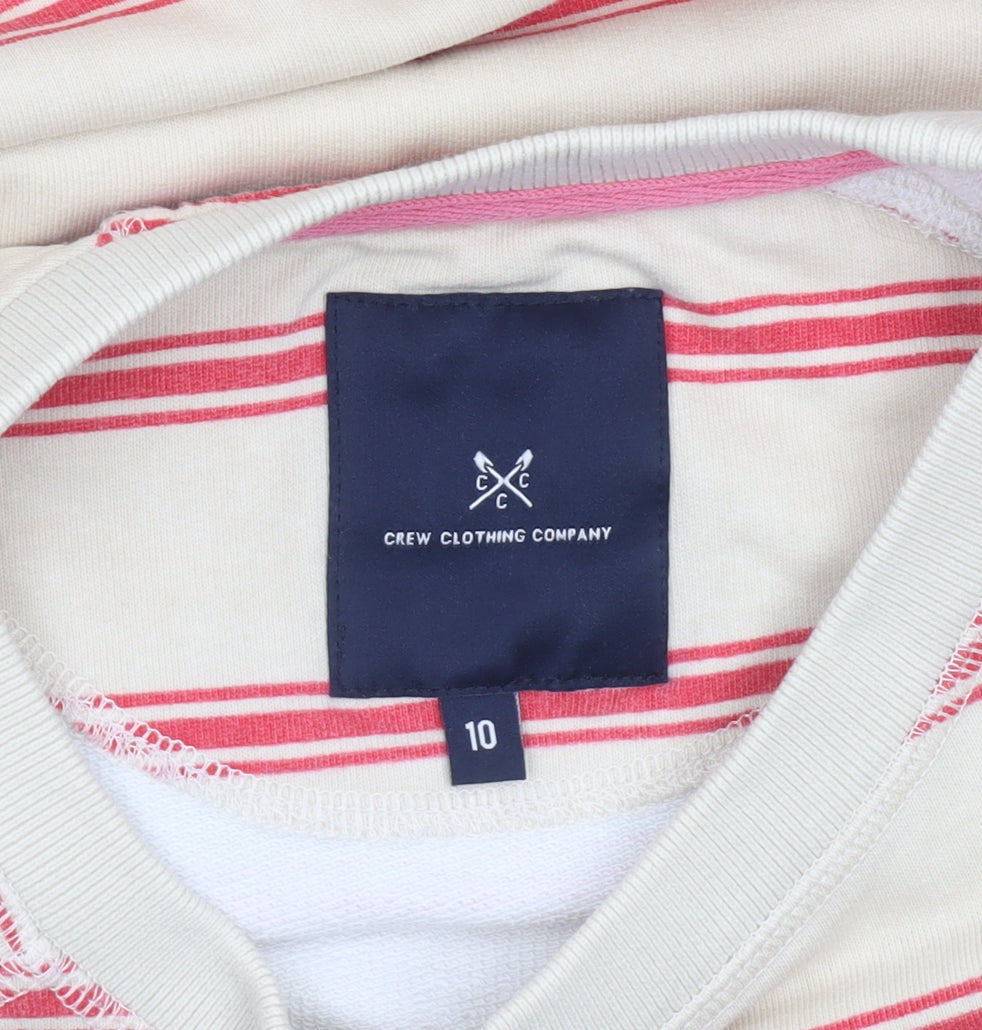 Additional view of Crew Clothing women’s beige striped cotton pullover sweatshirt, size UK 10