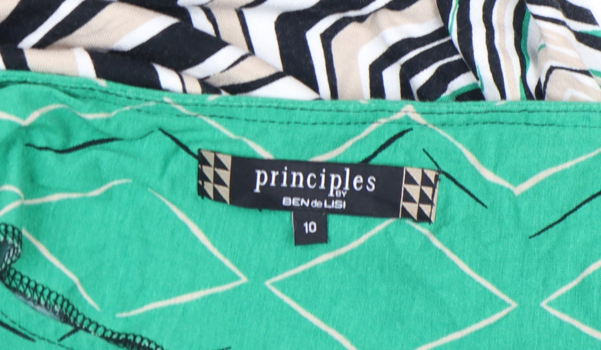 Additional view of Principles by Ben de Lisi Women’s Green Chevron Shift Dress, size UK 10