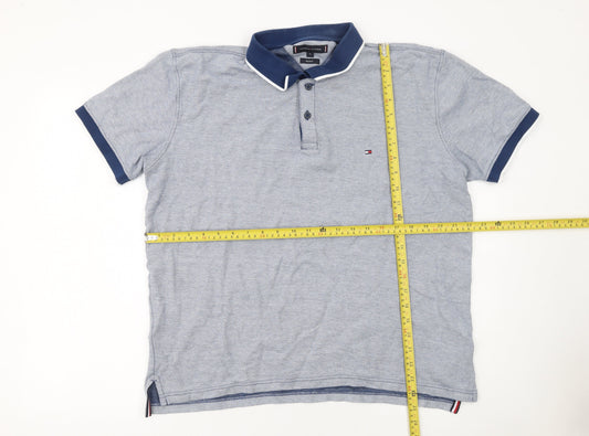 Tommy Hilfiger Men's Blue XL Regular Fit Cotton Polo Shirt