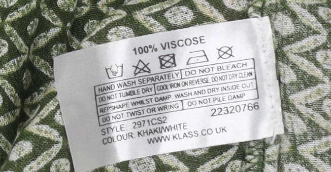 Klass Women’s Green Geometric Sleeveless Tunic Blouse Size 14