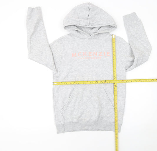 McKenzie Girls Grey Pullover Hoodie 12-13 Years Logo Fleece Sweatshirt