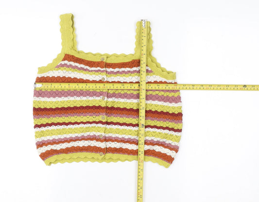 NEXT Girls Multicoloured Knit Striped Cotton Tank Top 11 Years