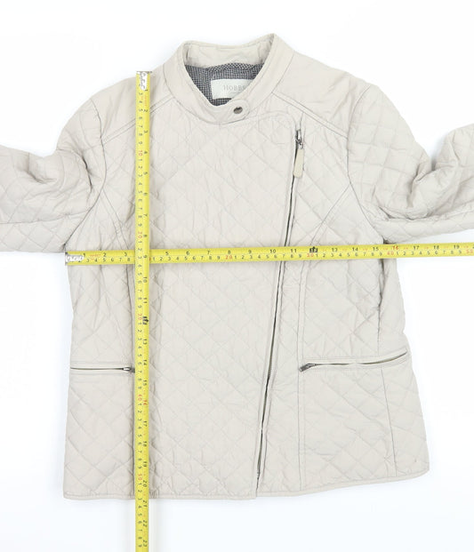 Hobbs Women’s Beige Quilted Short Jacket Size 8 Cotton Lined