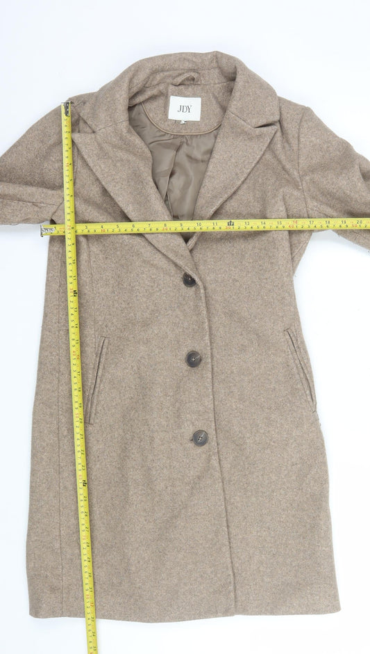 JDY Women's Beige Polyester Mid-Length Overcoat XS