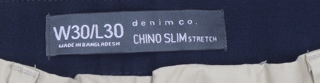Denim Co Men Beige Slim Fit Stretch Chino Trousers W30 L30
