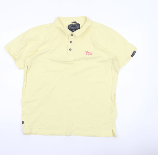 Tokyo Laundry Men's Yellow Cotton Stretch Polo Shirt Size L