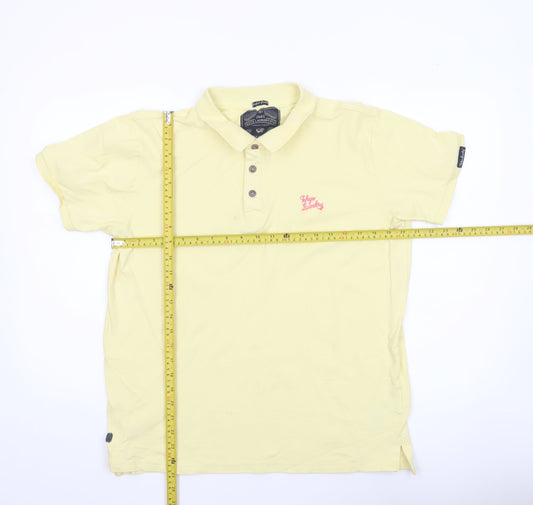 Tokyo Laundry Men's Yellow Cotton Stretch Polo Shirt Size L
