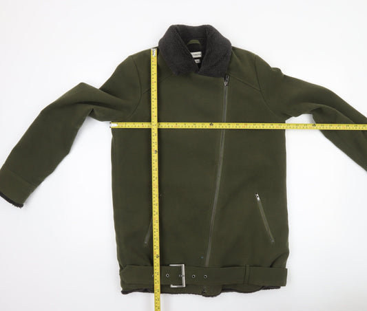 Native Youth Women's Green XS Biker Jacket with Belt and Faux Shearling Lining