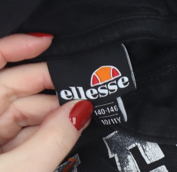 Additional view of Ellesse boys’ black pullover hoodie 10-11 years logo print sweatshirt