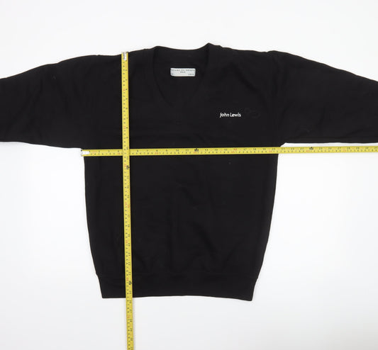 John Lewis Men's Black V-Neck Cotton Sweatshirt Size S