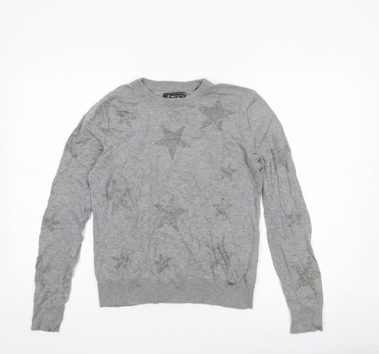 Womens UK XS Regular Superdry Grey Pullover Tight-Knit