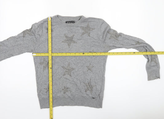 Womens UK XS Regular Superdry Grey Pullover Tight-Knit