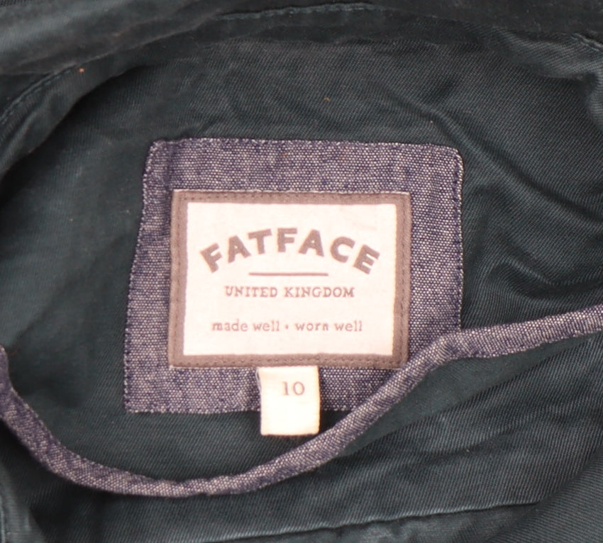 Womens UK Size 10 Regular FatFace Green Cotton Coat