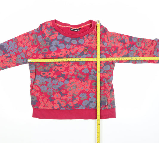 Maloja Womens Red Floral Pullover Sweatshirt Size M Cotton Blend