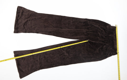 Brave Soul Womens Brown Velour Flared Trousers Size M