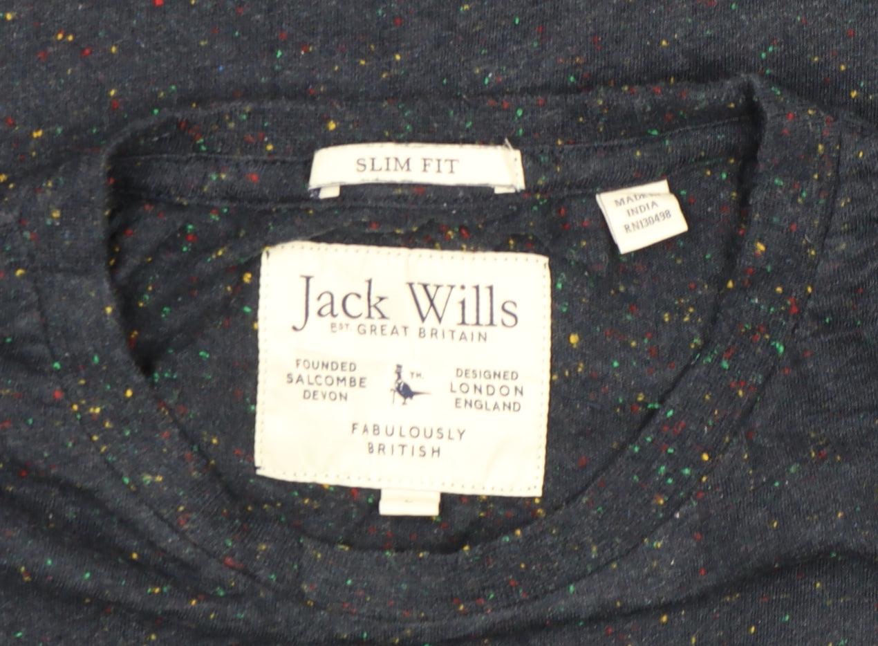 Mens UK Size M Jack Wills Blue Cotton Blend T-Shirt