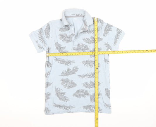 Next Boys Blue Feather Print Cotton Polo Shirt 10 Years