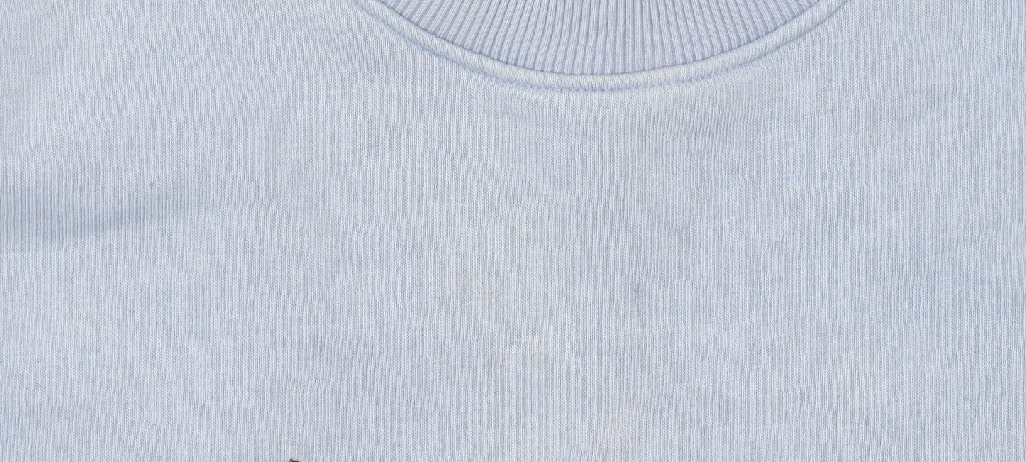 Topman Men's Blue Embroidered Flower Sweatshirt Size M