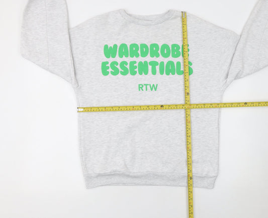 Boohoo Women’s Grey Pullover Sweatshirt L Cotton Blend Wardrobe Essentials