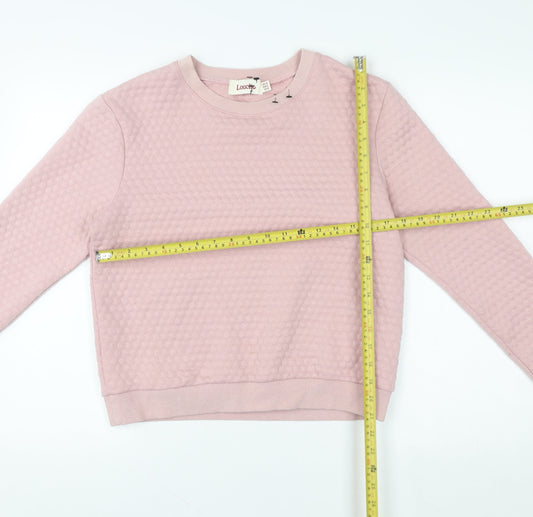 Louche Women Pink Honeycomb Textured Crew Neck Pullover Sweatshirt UK 10