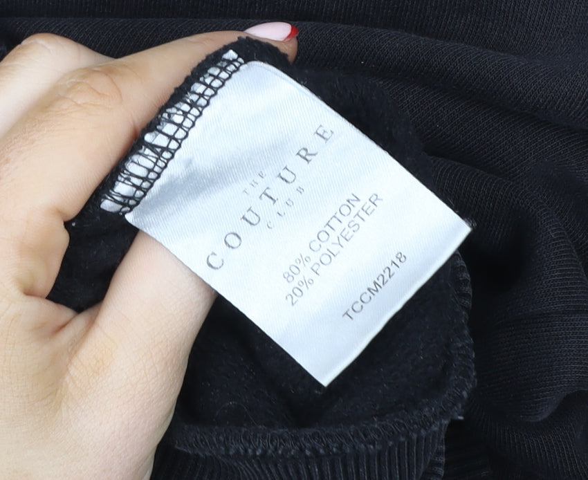 The Couture Club Womens Black Hoodie Medium Pullover Embroidered