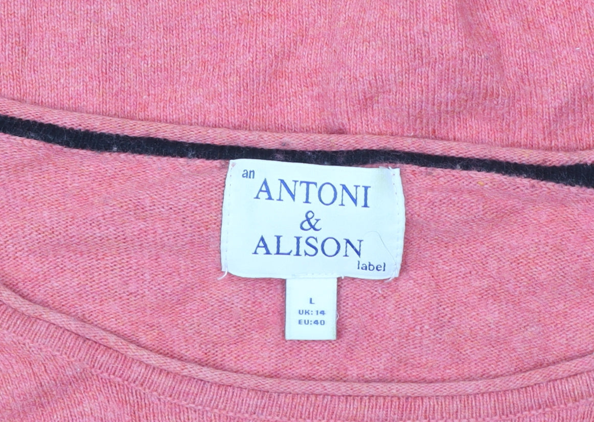 Antoni & Alison Women Pink Bird Motif Pullover Sweatshirt UK 14 L