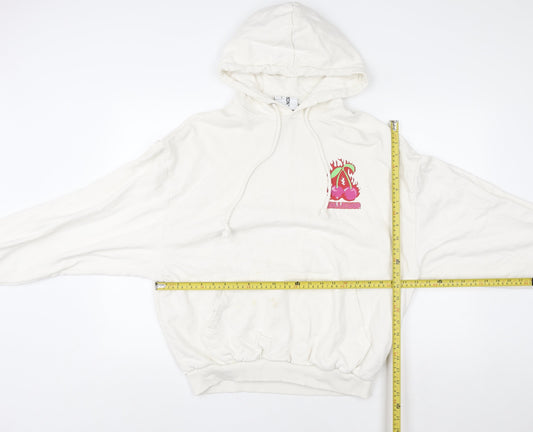Collusion Women White Small Graphic Print Pullover Hoodie