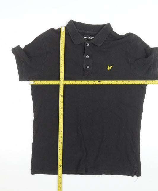 Lyle & Scott Men's Black Cotton Polo Shirt M Casual Style