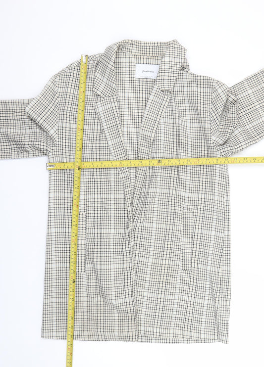 Stradivarius Women Beige Check Blazer Size 10 Regular Fit