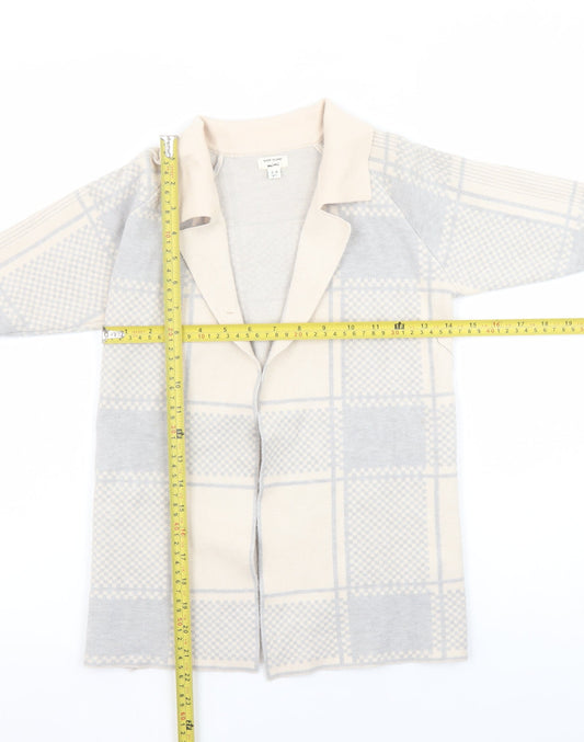 River Island Mini Girls Beige & Grey Checked Cardigan 3-4 Years
