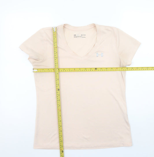 Womens UK Size S Under armour Beige Polyester Blend T-Shirt