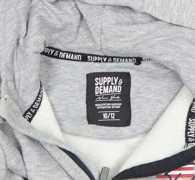 Additional view of Supply & Demand boys’ grey full zip hoodie 10-12 years american flag design