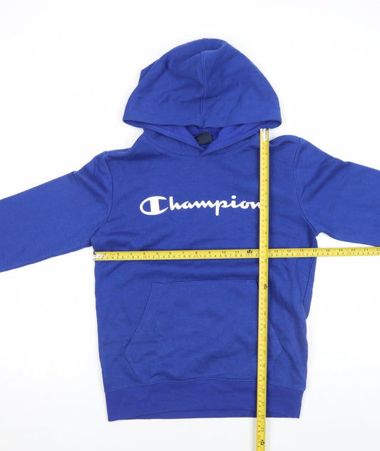 Champion Boys Blue Pullover Hoodie 11-12 Years Logo Fleece Sweatshirt