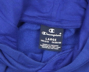 Additional view of Champion boys’ blue pullover hoodie 11-12 years logo fleece sweatshirt