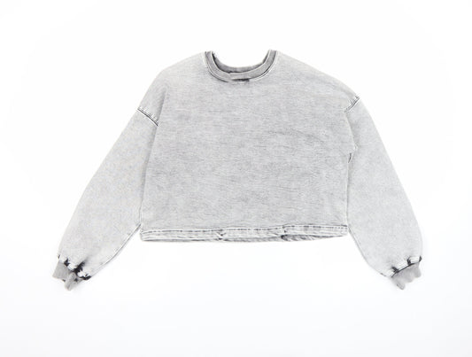 Primark Denim Co Women Grey Cropped Pullover Sweatshirt Size 6