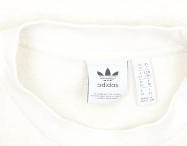 Womens UK 10 Regular adidas Ivory Pullover Sweatshirt