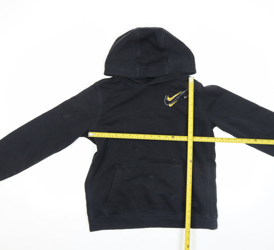 Nike Boys Black Pullover Hoodie 15-16 Years Fleece Logo Sportswear