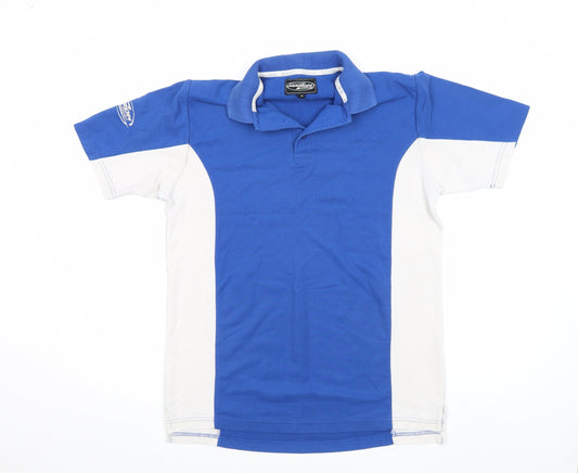 Mazon Men’s Blue & White Colourblock Hockey Polo Shirt Size M