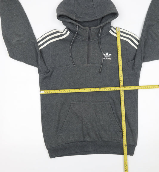 Mens UK S Regular adidas Grey 1/2 Zip Hoodie