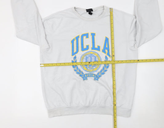 H&M Women’s White UCLA Logo Pullover Sweatshirt Size L Cotton Blend