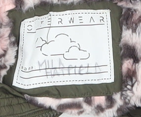 Additional view of Tu girls’ green faux fur hooded parka coat 5-6 years lined winter jacket
