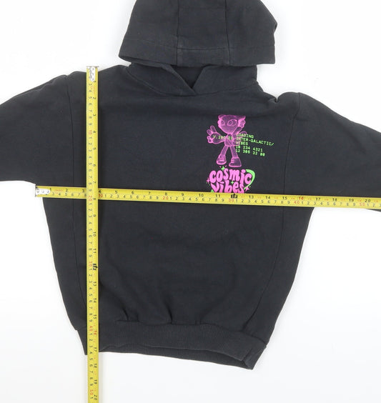 Next Girls Black Cosmic Vibes Pullover Hoodie 4 Years Cotton Blend
