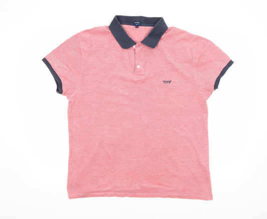 Mr. Blue Men's Pink Cotton Polo Shirt Size L Short Sleeve
